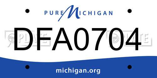 DFA0704 Michigan License Plate