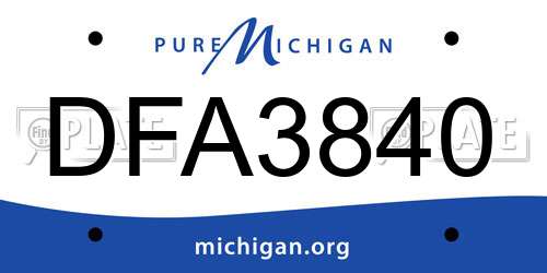 DFA3840 Michigan License Plate