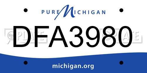 DFA3980 Michigan License Plate