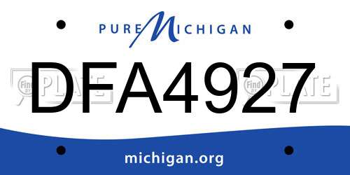 DFA4927 Michigan License Plate