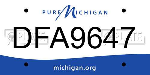DFA9647 Michigan License Plate