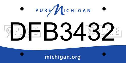 DFB3432 Michigan License Plate