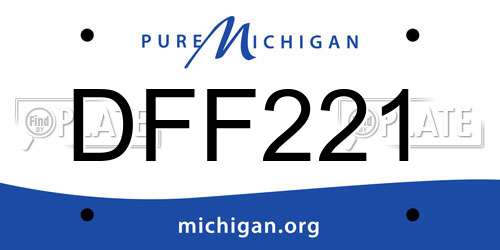 DFF221 Michigan License Plate