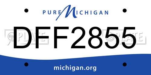DFF2855 Michigan License Plate