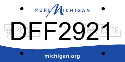 DFF2921 Michigan License Plate