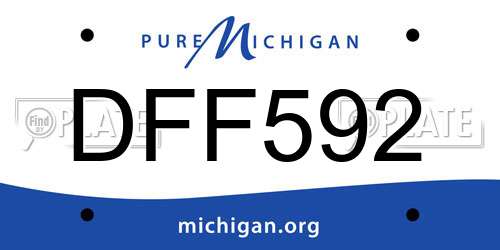 DFF592 Michigan License Plate
