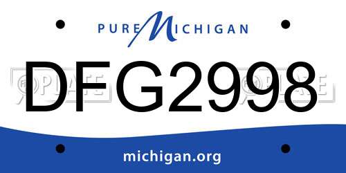 DFG2998 Michigan License Plate