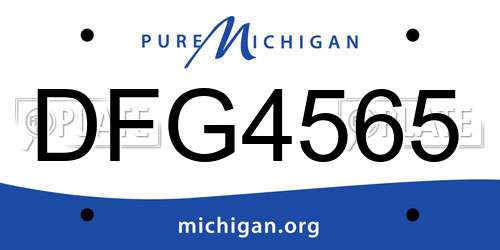 DFG4565 Michigan License Plate