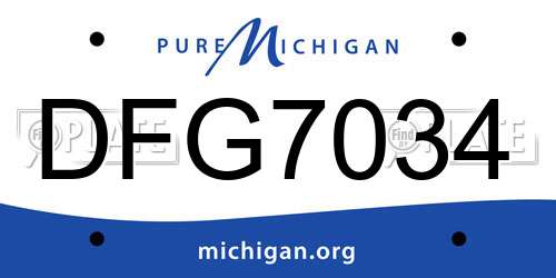 DFG7034 Michigan License Plate