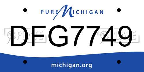 DFG7749 Michigan License Plate