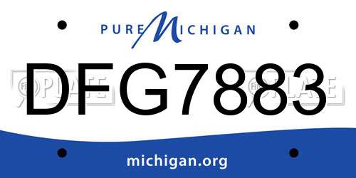 DFG7883 Michigan License Plate