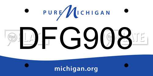 DFG908 Michigan License Plate