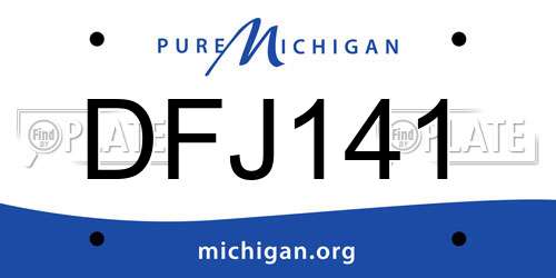 DFJ141 Michigan License Plate