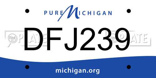 DFJ239 Michigan License Plate