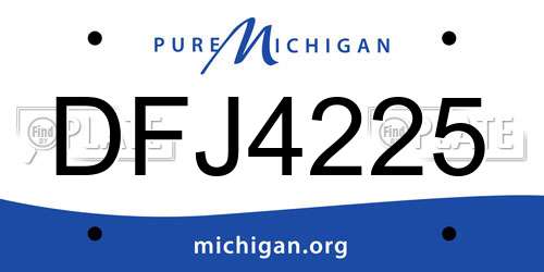 DFJ4225 Michigan License Plate