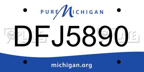 DFJ5890 Michigan License Plate