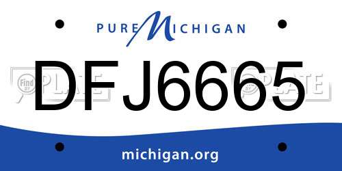 DFJ6665 Michigan License Plate