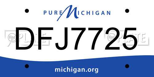 DFJ7725 Michigan License Plate