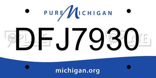DFJ7930 Michigan License Plate