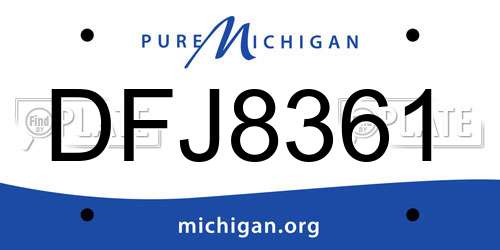 DFJ8361 Michigan License Plate