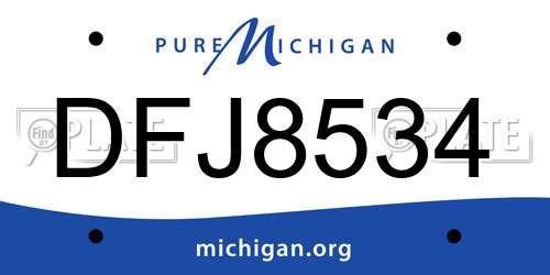 DFJ8534 Michigan License Plate
