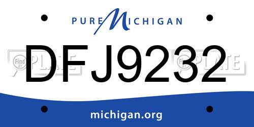 DFJ9232 Michigan License Plate