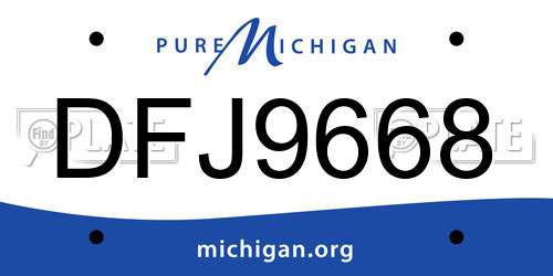 DFJ9668 Michigan License Plate