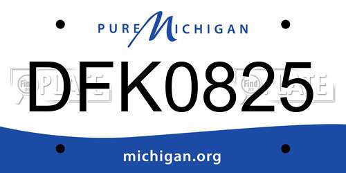 DFK0825 Michigan License Plate