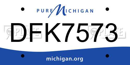 DFK7573 Michigan License Plate