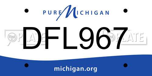 DFL967 Michigan License Plate