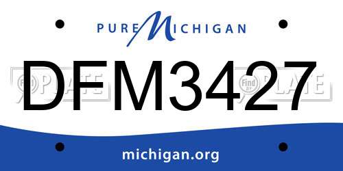 DFM3427 Michigan License Plate