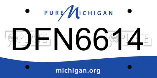 DFN6614 Michigan License Plate