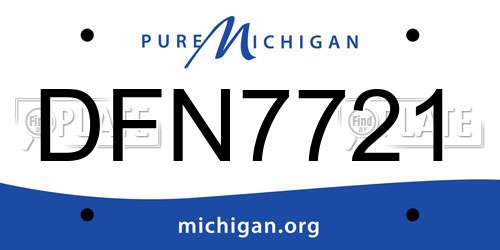 DFN7721 Michigan License Plate
