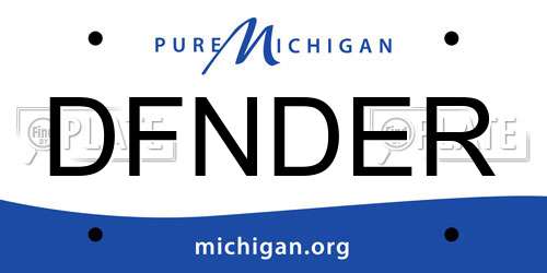 DFNDER Michigan License Plate