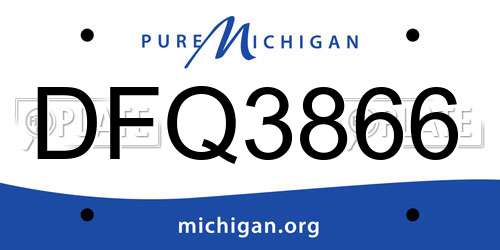 DFQ3866 Michigan License Plate