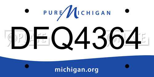 DFQ4364 Michigan License Plate