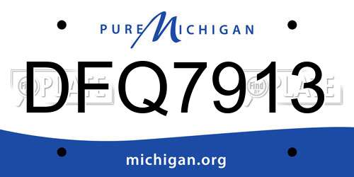 DFQ7913 Michigan License Plate
