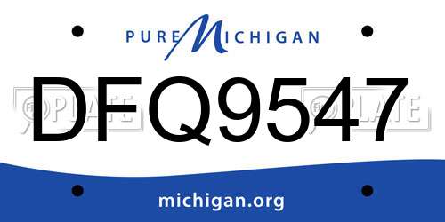 DFQ9547 Michigan License Plate