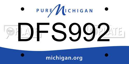 DFS992 Michigan License Plate