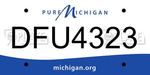DFU4323 Michigan License Plate