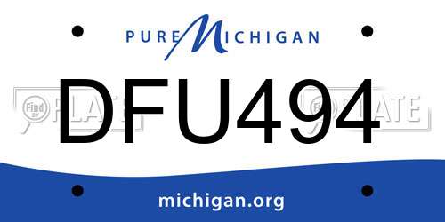 DFU494 Michigan License Plate