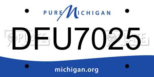 DFU7025 Michigan License Plate