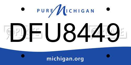DFU8449 Michigan License Plate