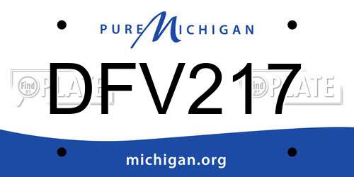 DFV217 Michigan License Plate