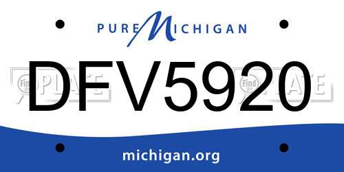 DFV5920 Michigan License Plate