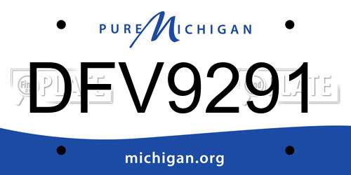 DFV9291 Michigan License Plate