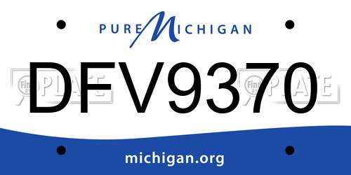 DFV9370 Michigan License Plate