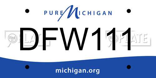 DFW111 Michigan License Plate