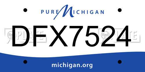DFX7524 Michigan License Plate