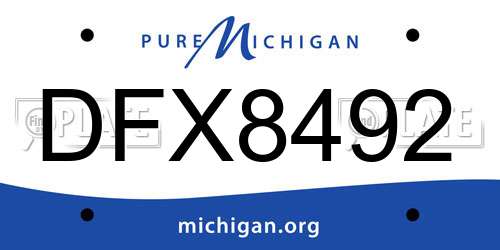 DFX8492 Michigan License Plate